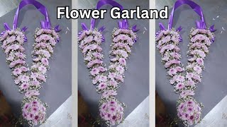 How to make fresh flower garland at home  DIY Flower Garland Lei and Ribbon Lei Tutorial [upl. by Krissie227]