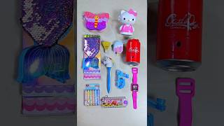 cut stationery items pencil sharpener watch eraser highlighter colour craft diy stationery [upl. by Ymmij]