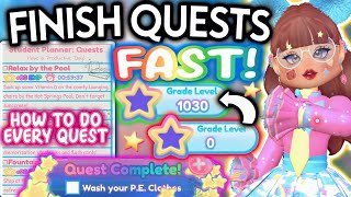 HOW TO FINISH EVERY QUEST amp LEVEL UP FAST IN CAMPUS 3 HACKS amp TIPS ROBLOX Royale High Secrets [upl. by Nakeber]