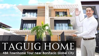 House Tour T4 • quot10 Minutes to BGCquot • FullyFeatured 4BR Townhouse for Sale with Elevator in Taguig [upl. by Arikaahs]