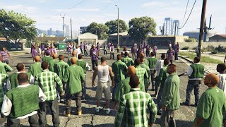 The Biggest Gang War in GTA 5 History 100 Grove vs 100 Ballas [upl. by Kimura106]