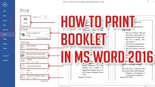 how to print a booklet in ms word 2016 step by step tutorial [upl. by Mauro141]