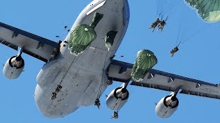 MASSIVE Static Line Jump From C17 Globemaster [upl. by Banquer]