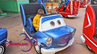 Cars Quatre Roues Rallye Cars Race Rally On Ride at Disneyland Paris Feb 2022 4K [upl. by Vito]