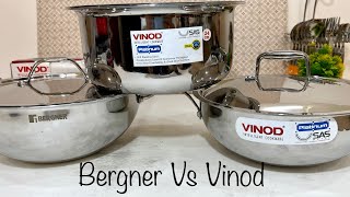 🛍Top 2 triplySteel Kadai 2023 Vinod Platinum Vs Bergner Argent KadhaiHow to Choose right cookware [upl. by Misab]