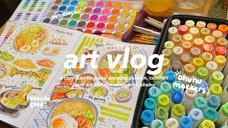 🌱cozy art vlog with ohuhu watercolors and art markers 🌱 [upl. by Airetnuhs398]