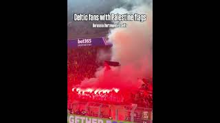 Celtic Fans with Palestine Flag amp Fireworks during Dortmund Vs Celtic UEFA Champions League Game [upl. by Bremen289]