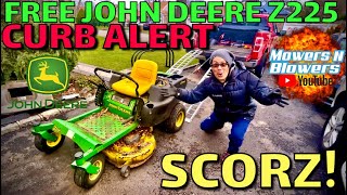 FREE CURB ALERT JOHN DEERE Z225 ZERO TURN LAWNMOWER BLOWN ENGINE ROTTED DECK NEXTDOOR APP FRIEND TIP [upl. by Ycam]