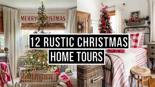 12 Antique Farmhouse Christmas Home Tours  Music Only [upl. by Bal164]