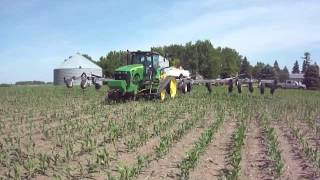 Zoskes 60 SideDress 3pt Toolbar with Yetter Magnums Pulled by John Deere 8430T [upl. by Ayekin855]