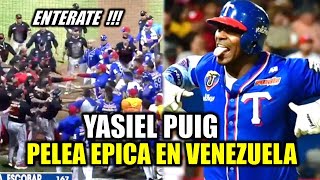 YASIEL PUIG PROTAGONIZA LA PELEA MAS EPICA EN EL BEISBOL EN VENEZUELA [upl. by Elna860]