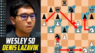 Fantastic game Wesley So CRUSHED Denis Lazavik with 9 Great Moves  Rapid Chess Championship 2022 [upl. by Llertnom698]