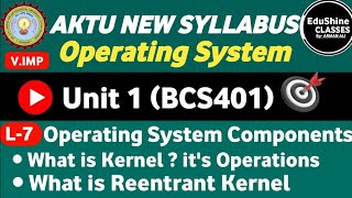 Operating System Components Kernel  Reentrant Kernels L7  Unit 1 Operating System BCS401 Aktu [upl. by Tarr954]