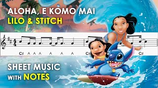 Lilo amp Stitch Theme  Aloha E Komo Mai  Sheet Music with Notes for Recorder Flute Violin Tutorial [upl. by Winnick890]