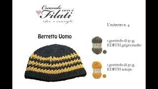 Berretto uomo quotEDITHquot tutorial uncinettocrochet 💕Creando con i filati💕 [upl. by Drhacir652]