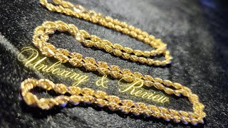 3mm 10k Diamondcut Rope Chain from Harlembling Unboxing amp Review [upl. by Enileqcaj]