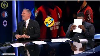 🤣 Jamie Carragher tries to pronounce Olivier Giroud name Micah Richards bursts into laugh 😭🤣😆 [upl. by Fenton]