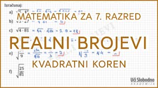 Kvadratni koren  Zadatak 4  Matematika za 7 razred [upl. by Naud247]