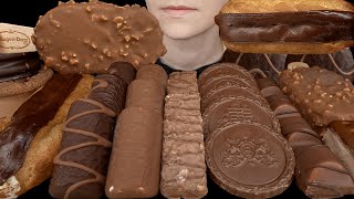 ASMR Chocolate Desserts amp Ice Cream Eclair Cookie Sandwich Dove HaagenDazs Kinder Bueno Cake [upl. by Allerbag]