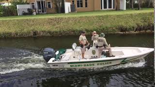 MiamiDade County police marine patrol patrolling the C100 canal in Palmetto Bay [upl. by Elinore553]