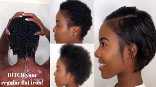 How To Wash Blow Dry  Straighten SUPER SHORT Natural Hair  Nia Hope [upl. by Earvin]