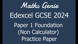 Edexcel GCSE 2024 Foundation Paper 1 Non Calculator Revision Practice Paper [upl. by Melvina870]