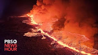 WATCH LIVE Lava flows from an erupting Fagradalsfjall volcano in southwestern Iceland [upl. by Erlina]