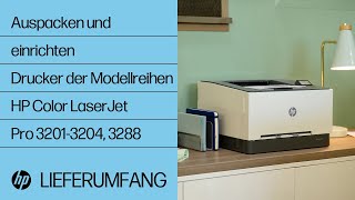 Auspacken und Einrichten  Drucker der Modellreihen HP Color LJ Pro 32013204 3288  HP Support [upl. by Hooge]