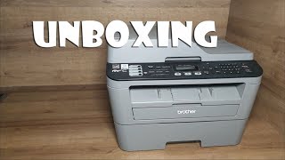 Unboxing Brother Laserdrucker printer  kopieren drucken scannen und faxen [upl. by Heshum]