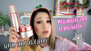 Clarins V Shaping Facial Mascarilla PARA LA HINCHAZON serum para la PAPADA y para las OJERAS [upl. by Elka782]