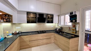 Handleless Kitchen Interior Design  New Modular Kitchen Design  Glass Cabinets [upl. by Aknayirp]