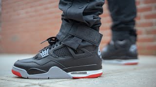 AIR JORDAN 4 BRED REIMAGINED  REVIEW SIZING amp ONFOOT [upl. by Rick]