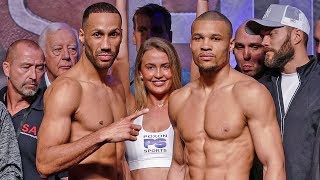 James DeGale vs Chris Eubank Jr FULL WEIGH IN amp FINAL FACE OFF  ITV Box Office [upl. by Beuthel]