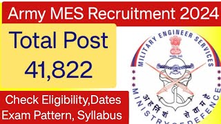 MES Military Engineering Service Recruitment 2024 [upl. by Zoie]