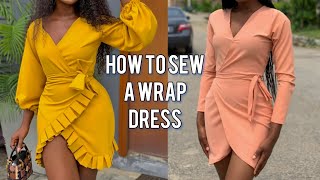 How to Cut and Sew a Simple Wrap dress How to make a wrap dress [upl. by Chrisse]