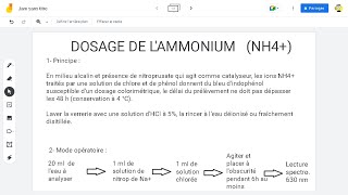 DOSAGE DE LAMMONIUM NH4 [upl. by Arriaet238]