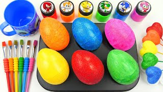 Oddly Satisfying Video  How I Make 6 Glitter EGGS WITH Rainbow Lollipop Candy Hearts amp Cutting ASMR [upl. by Lzeil]