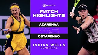 Victoria Azarenka vs Jelena Ostapenko  2021 Indian Wells Semifinal  WTA Match Highlights [upl. by Nnayllas]