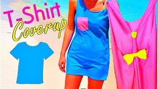 DIY TShirt Beach Swimsuit Coverup  2CupsofDelight [upl. by Noimad]