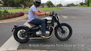 Triumph Bonneville Bobber Stock Exhaust vs British Customs [upl. by Amitak]