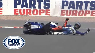 Lorenzo and Crutchlows Epic Crashes in MOTOGP [upl. by Emelita]