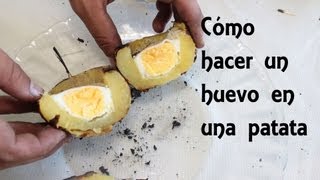 Cómo hacer un huevo en una patata  ESPECIAL Día en el campo [upl. by Inaffyt]