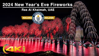 NEW YEAR 2024  Ras Al Khaimah Fireworks UAE Worlds Longest 45Km Fireworks Display RAKNYE2024 🇦🇪 [upl. by Ahsiekar]