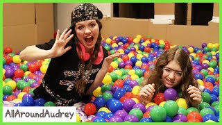 Gertie and Therma 24 Hours In Box Fort Ball Pit  AllAroundAudrey [upl. by Ahsurej]