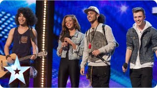 Luminites the now ex buskers sing Hurts So Good  Week 3 Auditions  Britains Got Talent 2013 [upl. by Dnomaj177]