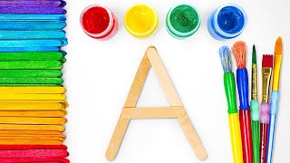 Painting and Crafting Popsicle Sticks into Alphabet  ABCs Learning Video for Toddlers 🎨📚 [upl. by Fried]