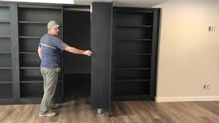 Custom Hidden DoorBookcase Secret Room  Mustang Woodworking [upl. by Niwhsa]