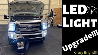 LED Headlight Upgrade On Ford F250 [upl. by Oralla348]