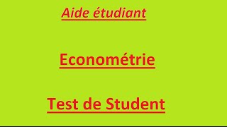 Econométrie  régression simple 6  Test de Student [upl. by Turoff920]