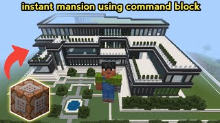 HOW TO BUILD A HOUSE IN MINECRAFT BY USING A COMMAND BLOCK  INSTANT MANSION  😱 [upl. by Aniryt]